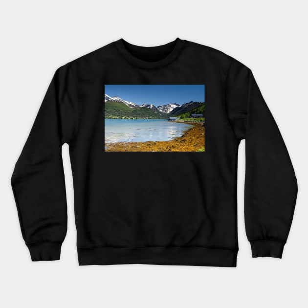 Romsdalsfjord And Isforden Village Norway Crewneck Sweatshirt by MartynUK